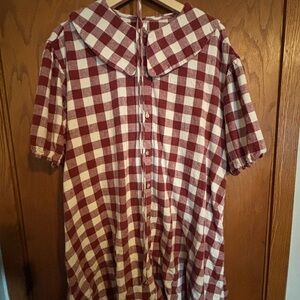 Rylee + Cru Burgundy and White Plaid Dress